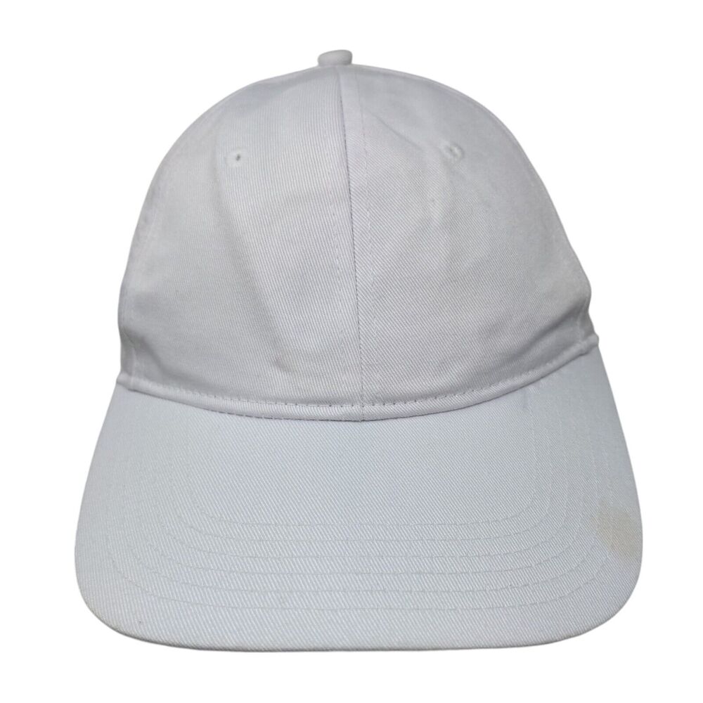 HG Strapback Hat White OSFA Adjustable Solid Vent Holes 6 Panel Blank